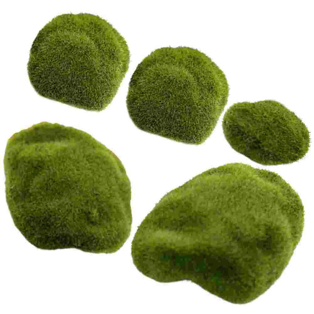 

5 Pcs Green Moss Wall Decoration Decorative Faux Stones Flocking Man Made Rock Emulated Mossy Imitated Foam Artificial Office