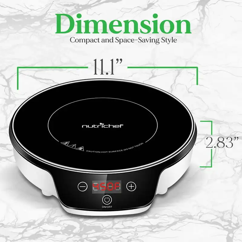 

Single Burner Cooktop - Electronic Plug-in, Flameless Burner Design with Digital Display, 17 Temperature Range, Sensor Touch Con