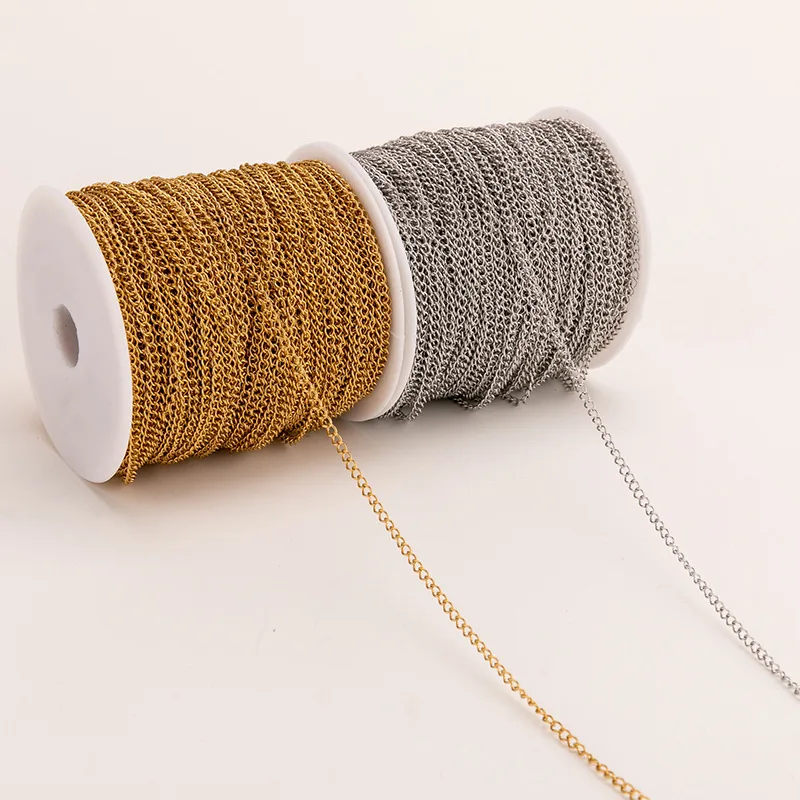 

5M/Lot 3mm*4mm Stainless Steel Chain Non-fading 18k Gold Bracelet Necklace Extension Chain DIY Jewelry Accessories Wholesale
