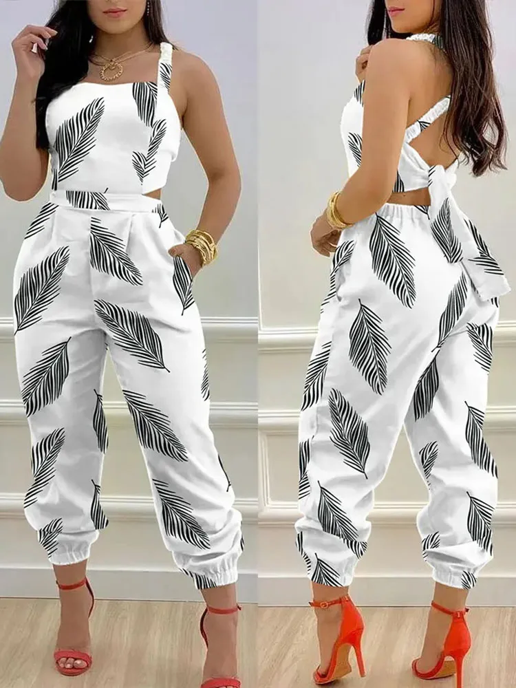 Комбинезон женский с открытой спиной бандажный карманами |