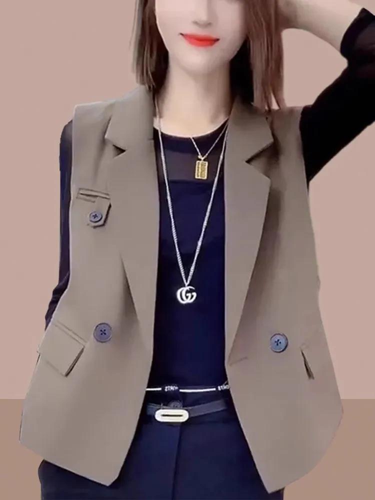 Костюм жилет женский весенне-осенний 2024 новый модный короткий костюм в стиле