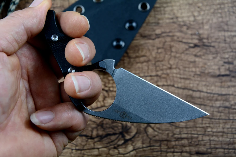 Два солнцезащитных фиксирующих ножа 14C28N лезвие с черной ручкой Kydex чехол для