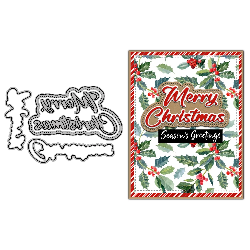 

MangoCraft Merry Christmas DIY Metal Cutting Dies Embossed Scrapbooking Decor Cut Dies For Handmade Cards Album Diary
