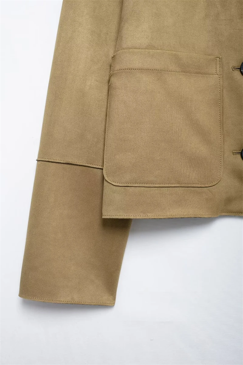 Женская куртка осень 2024 новая мода однотонный женский кардиган укороченная