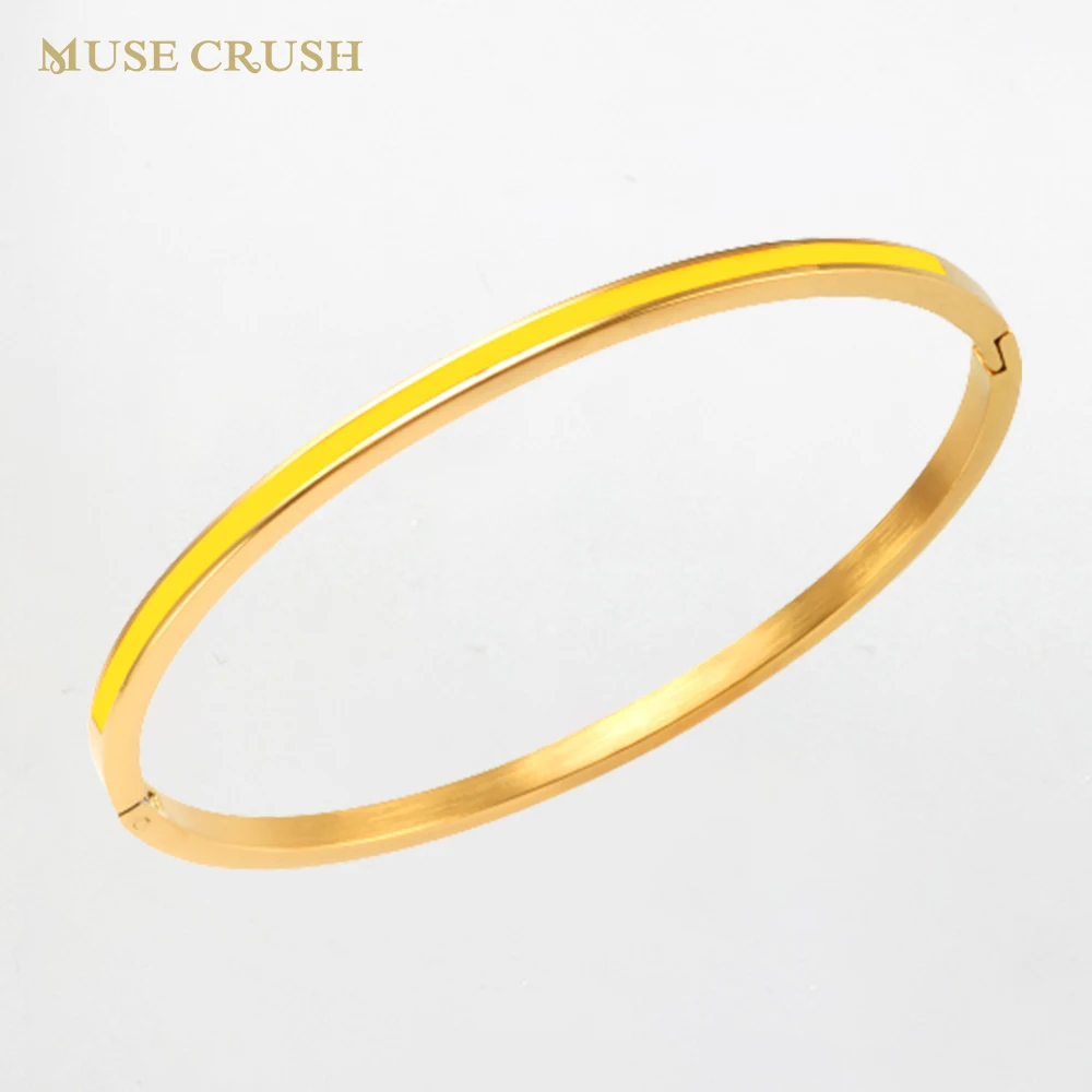 

Muse давить 3 мм тонкий цветной яркий эмалевый браслет браслеты из нержавеющей стали золотой цвет браслет для женщин ювелирные изделия вечерн...