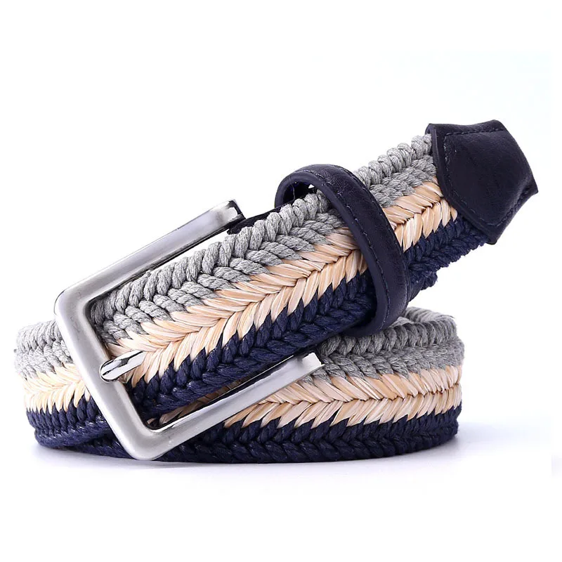 Fashionable New Fishbone Woven Belt Men's And Women's Luxury Brand Design Wax Rope Straw Woven Quick Disassembly Belt A2907