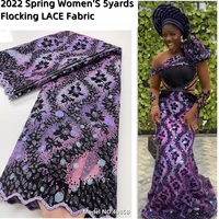 pgc african lace fabric 5 yards 2022 high quality light velvet lace embroidery nigerian lace fabric wedding dress sewing 4086b