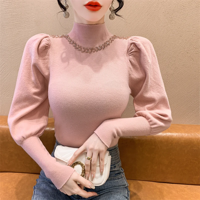 Женский трикотажный свитер-водолазка привлекательный свитер в винтажном стиле с