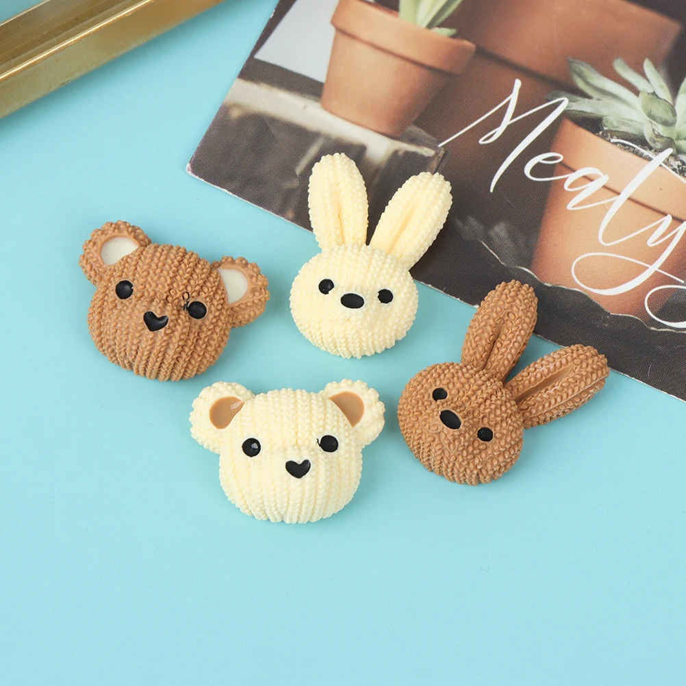 

20 шт., кабошон из смолы с головой медведя, кролика