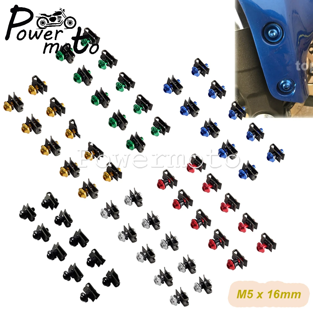 10Pcs 5*16mm Motorcycle M5 Fairing Bolts Spire Speed Fastener Clips Screws Nuts Replacement For Honda Yamaha Suzuki BMW Scooter