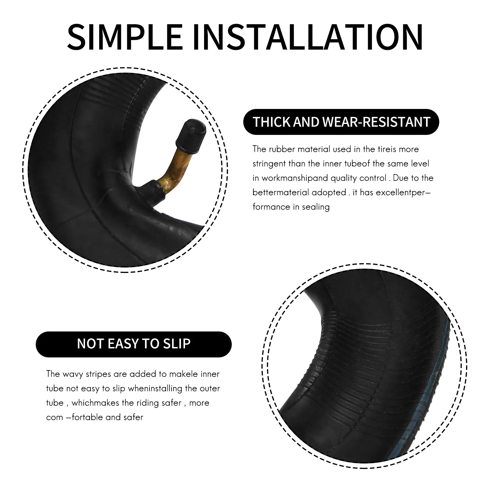 2 упаковки внутренних трубок 200x50 8 дюймов x дюйма для E100 E200 Bladez