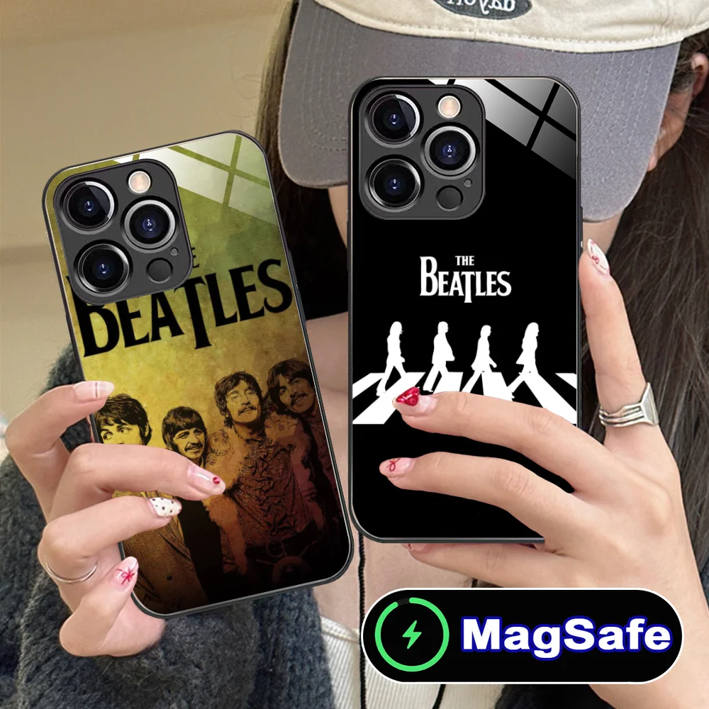 Mobile B-Beatles Phone Case for iPhone 16 15 14 13 12 11 Pro Max Plus Mini MagSafe Wireless Charging Glass Cellphones Cover