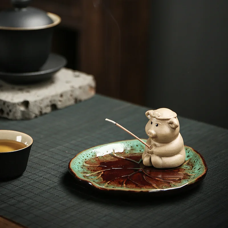 

Creative ceramic thread incense inserts Westward Journey Dasheng fun tea pet Zen incense burner tea ceremony ornaments