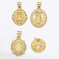 ocesrio gold plated copper san judas tadeo pendants for jewelry making zircon supplies for jewelry wholesale pdta612