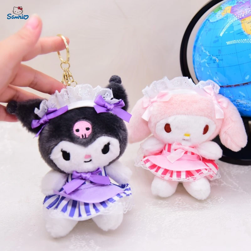 

Брелок Sanrio плюшевый, 12 см, Hello Kitty Cinnamoroll My Melody Kuromi, маленькая серия панды, милые плюшевые игрушки, аксессуары для рюкзака