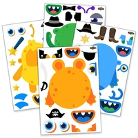 childrens sticker diy unique monster funny face assembly puzzle sticker 4 24 sheets kids cute educational toys boys girls gifts