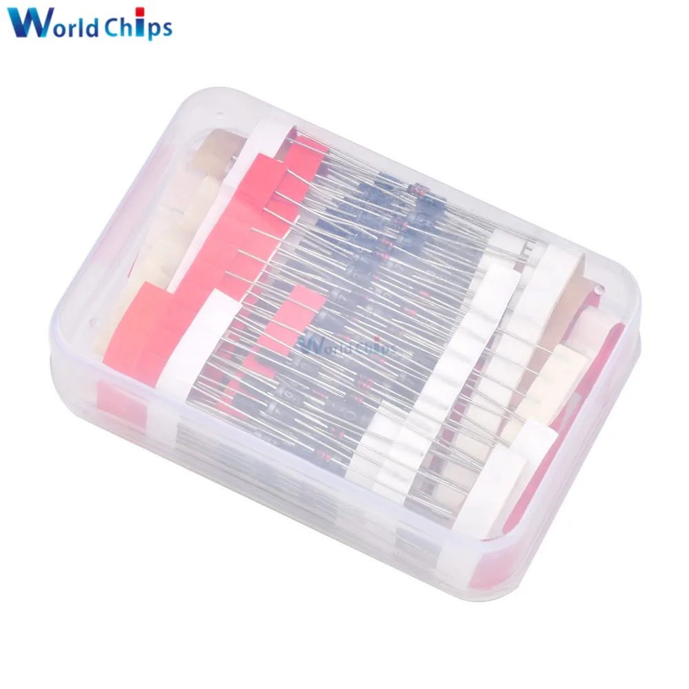 Набор комбинированных диодов IN4001, IN4004 IN4007 IN5404 IN5406 IN5408 IN5822 IN5817 IN5819 IN4148 UF4007 RL207 FR107 FR207