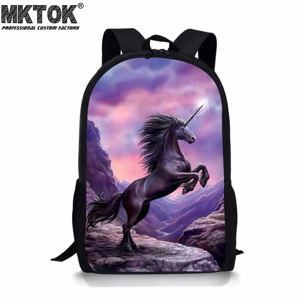 Fantasy Art Horse Print  School Bags for Girls Custom Women's Backpack Teenagers Knapsack Mochila Free Shipping Gift