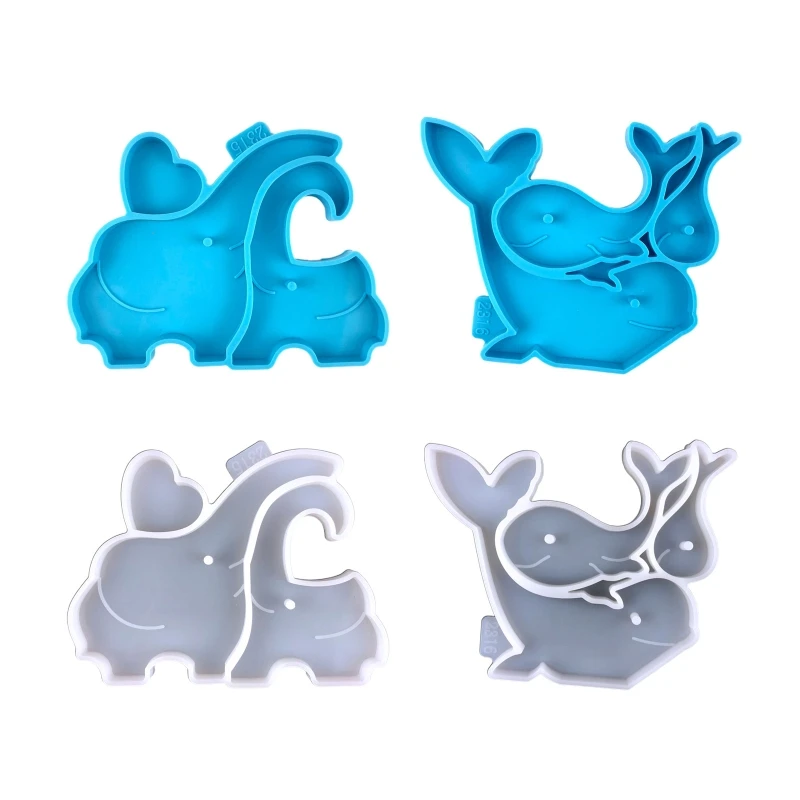 

Baby Elephant Decoration Epoxy Mold Diy Dolphin Ornaments Forest Animal Desktop Keychain Silicone Mold for Crafts