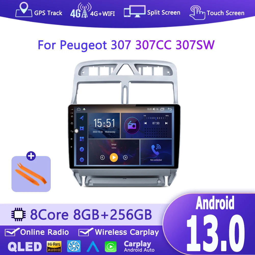 

Car Radio Navigation GPS For Peugeot 307 307CC 307SW 2002 - 2013 Car video players CarPlay Android Auto No 2 din 2din DVD