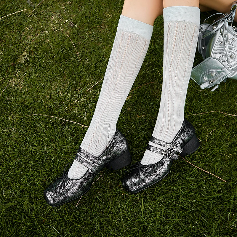 Женские туфли из овечьей кожи Туфли Мэри Джейн в ретро-стиле на каблуке