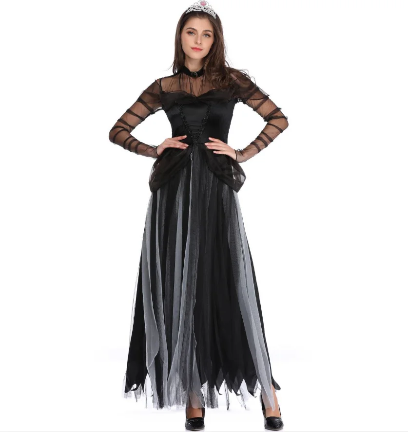 

Scary Horror Halloween Cosplay Costume Carnival Women Zombie Ghost Bride Vampire Devil Witcher Maxi Dress Party Stage Clothing