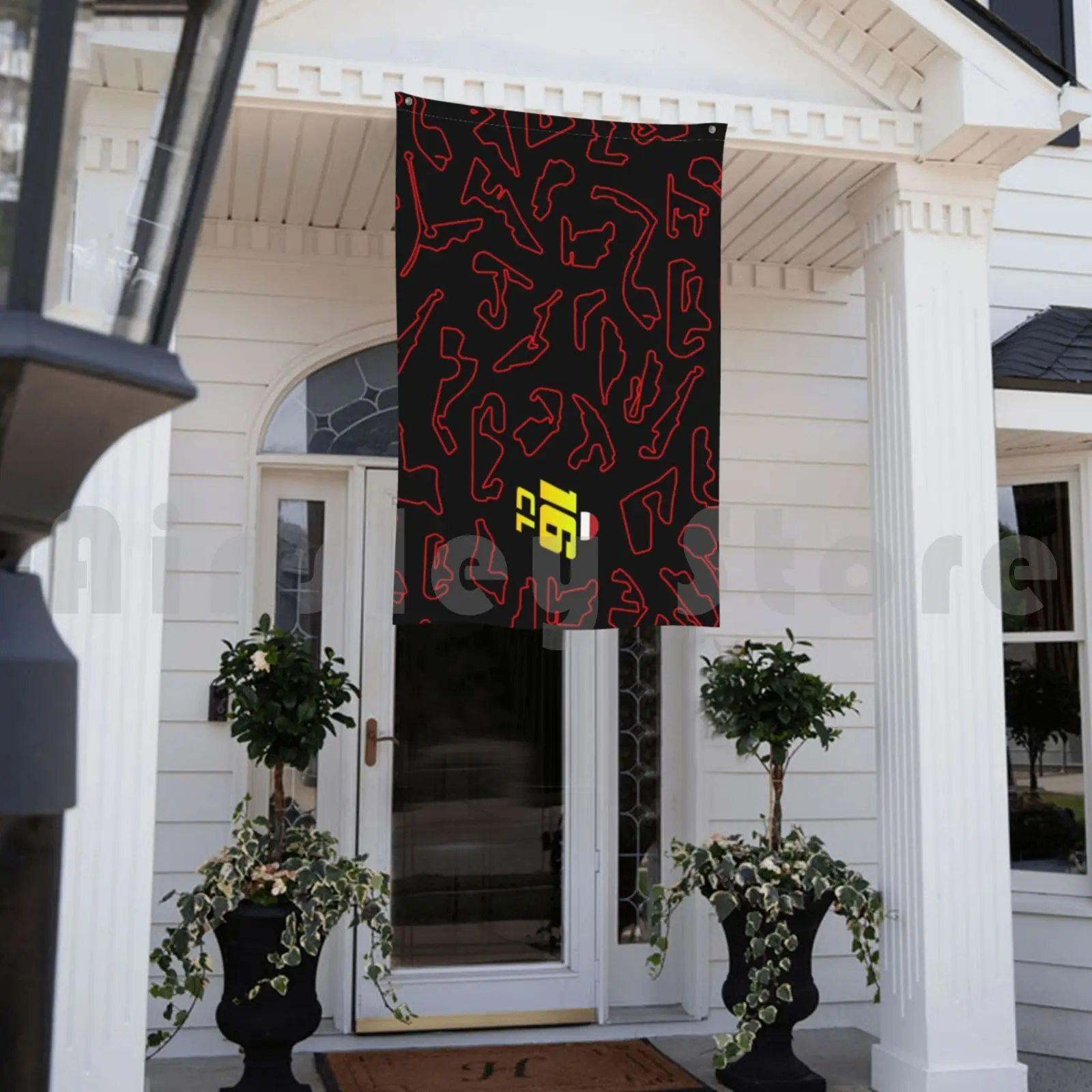 Cl 16-Circuits Pattern Outdoor Decor Flag Car Race Track Racing Scuderia Team Lecrerc Monaco Italy Italian