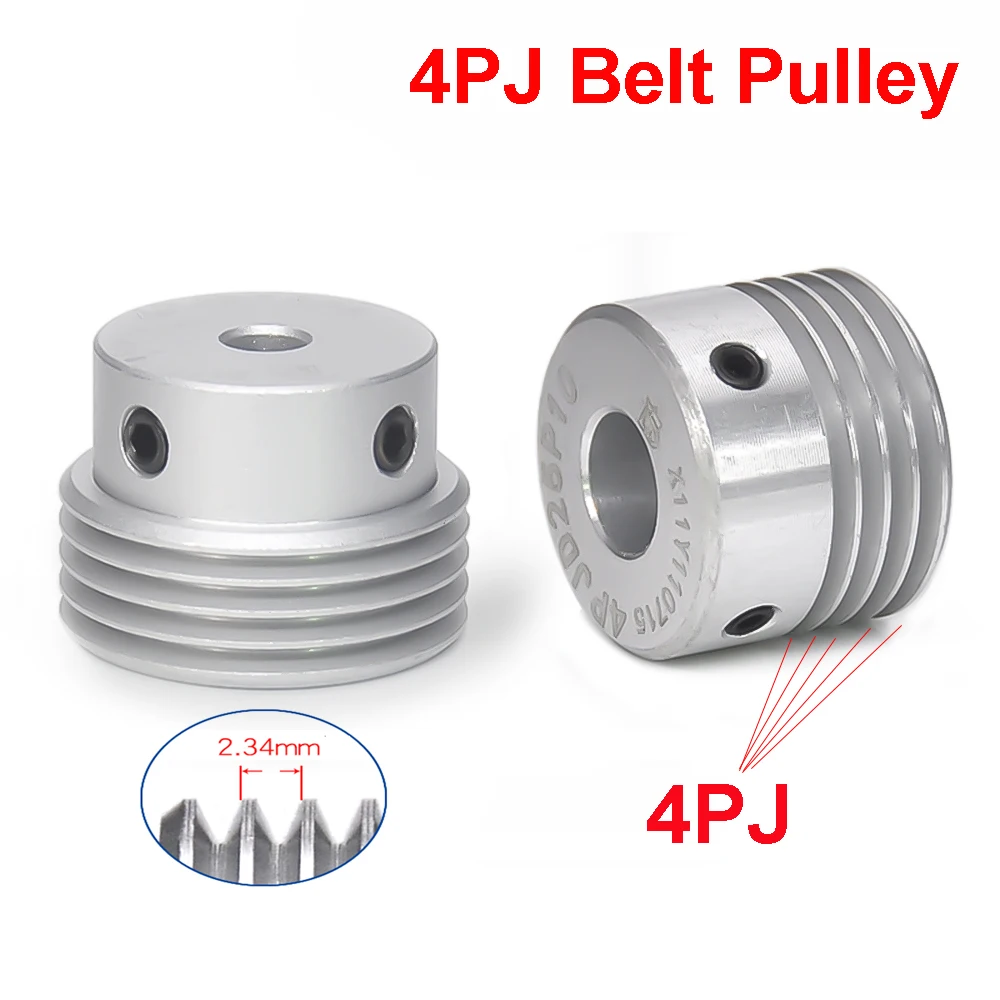 

4PJ Multi Wedge Wheel PJ Belt Pulley 4 Slots Motor Shaft 4 Peak Groove Pulleys Timing Pulley 5/6/8/10-15mm Transmission Parts