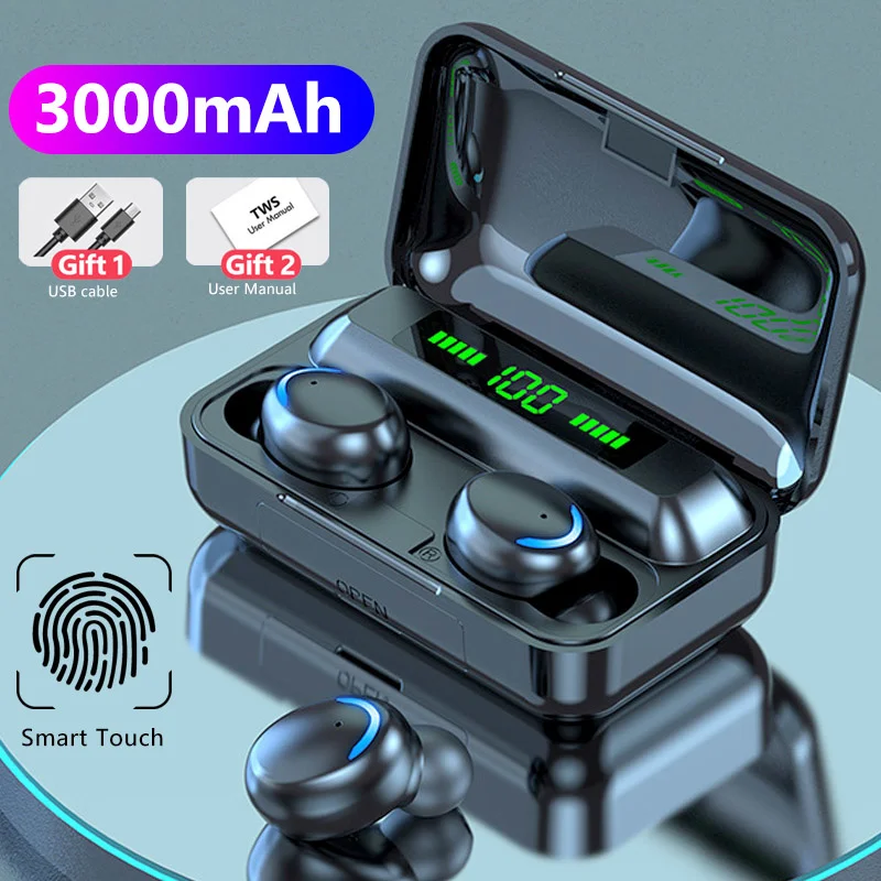 

TWS Bluetooth 5.1 Earphones 2200mAh Charging Box Wireless Headphone 9D Stereo Sports Waterproof Earbuds Headsets With Microphone