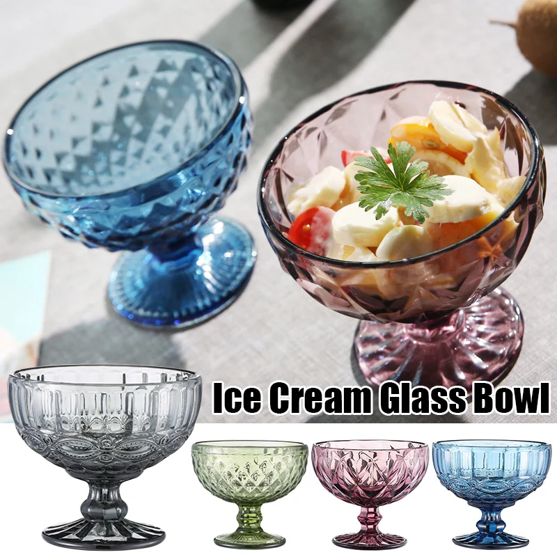 

1pcs Colorful Transparent Lead-Free Glass Pudding Cup Goblet Hotel Bar Dessert Snack Cup Summer Salad Bowl Yogurt Ice Cream Cup
