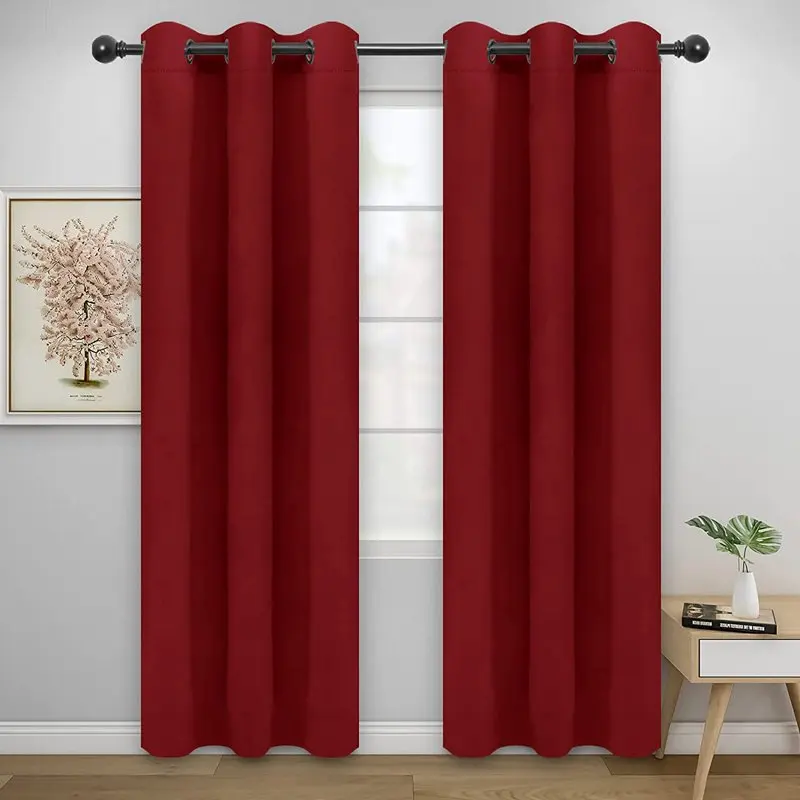 

Thermal Insulated Blackout Curtains for Bedroom, Set of 2 Panels, Christmas Red, 42 x 84 inch