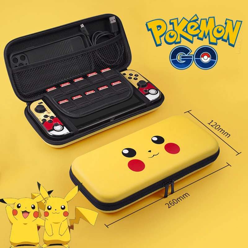 

Pokemon Pikachu Hard Shell Protective Pouch Storage Bag for Nintendo Switch Console NS Anime Portable Cover Bag Game Accessories
