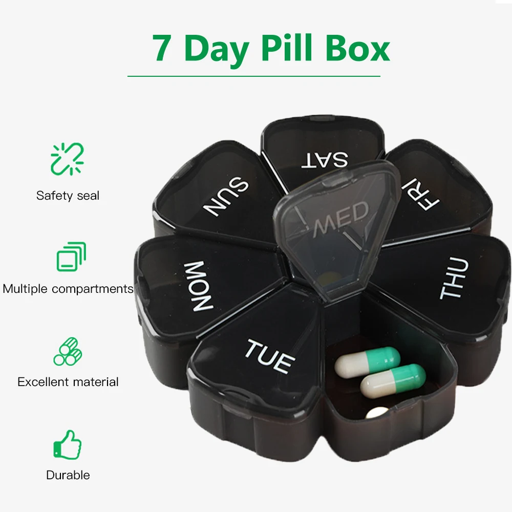 

Portable Pill Box Moisture-Proof Weekly Pillbox Petals 7Grids Pill Case for Tablets Storage Container Pill Organizer Pills Box