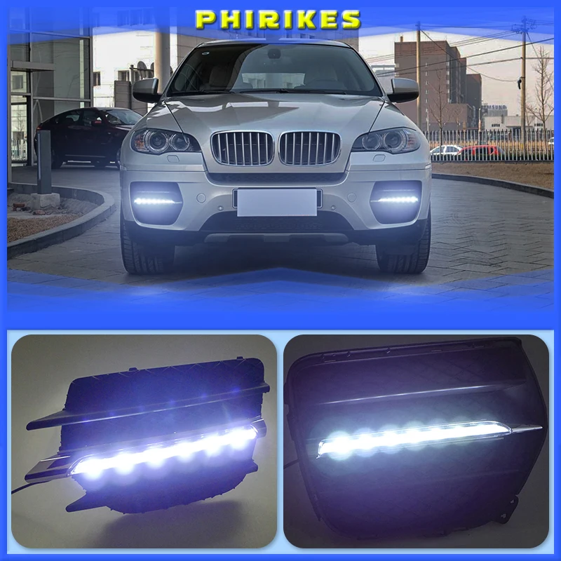

2pcs For BMW X6 E71 2009-2013 6000K White Light LED Daytime Driving Running Light DRL Car Fog Lamp