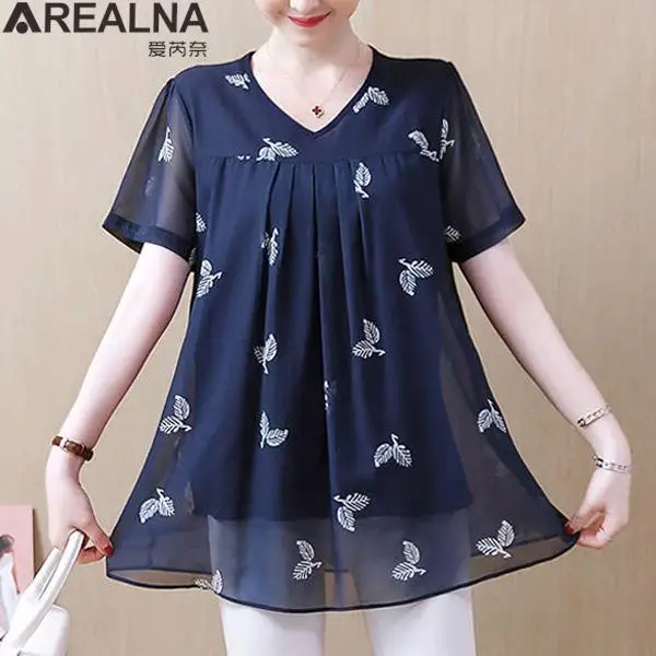 

blusas mujer de moda 2022 summer chiffon blouse women tops floral print casual loose blouses femme shirts camisas de mujer 5XL