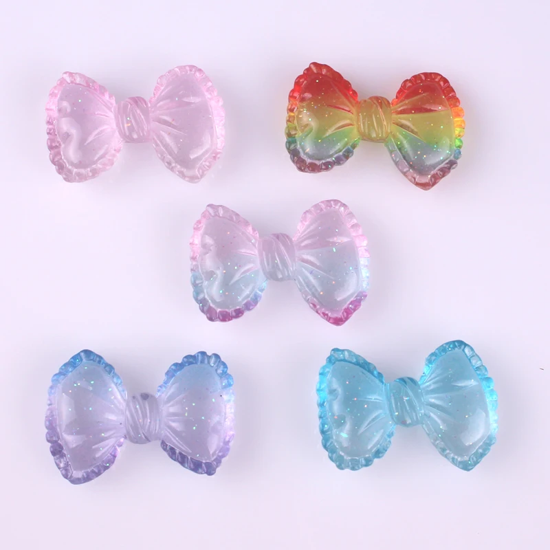 

10 шт. прозрачный смешанный большой бант с плоской задней стороной, резиновый кабошон, веревка для волос, чехол для телефона, одежда, аксессуа...