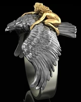 creative unique flying eagle opening adjustable rings for mens and womens punk gothic rings hip hop jewelry