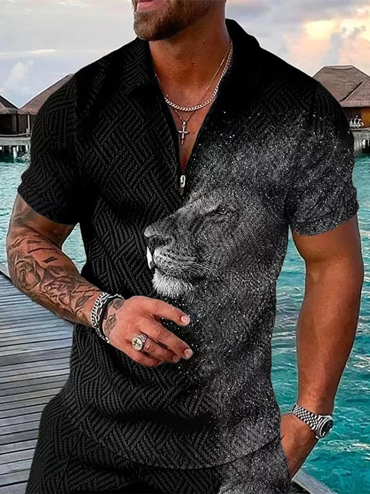 

Mens Fashion Patchwork Zipper Polo Shirts Casual Turn-down Collar Tops Men Slim Summer Polo Shirt 2022 Spring Streetwear Men