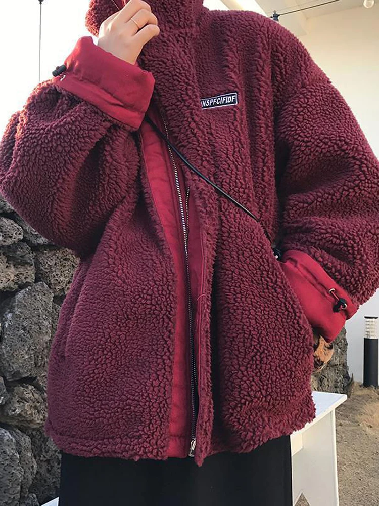Oversize Jacket Women Winter Warm Coat Ladies Both Sides Wear Lamb Velvet Cotton Clothing Female Fashion Zipper Top Abrigo Mujer