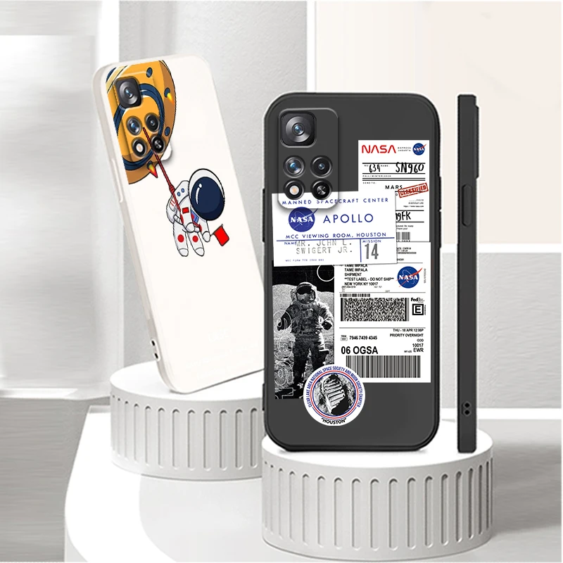 

Astronaut Cartoon Luxury Liquid Rope Soft Cover Phone Case For Xiaomi Redmi Note 11 11S 11T 10S 10 9S 9T 9 8T 8 Pro Plus 5G