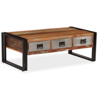 wood coffe table coffee tables with storage for living room tables home decor with 3 drawers solid reclaimed wood