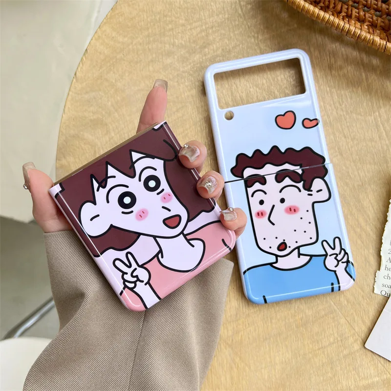 

Cartoon Dad Mom Lovers Couple's Phone Case for Samsung Galaxy Z Flip 3 Z Flip 4 Hard PC Back Cover for ZFlip3 ZFlip4 Case Shell