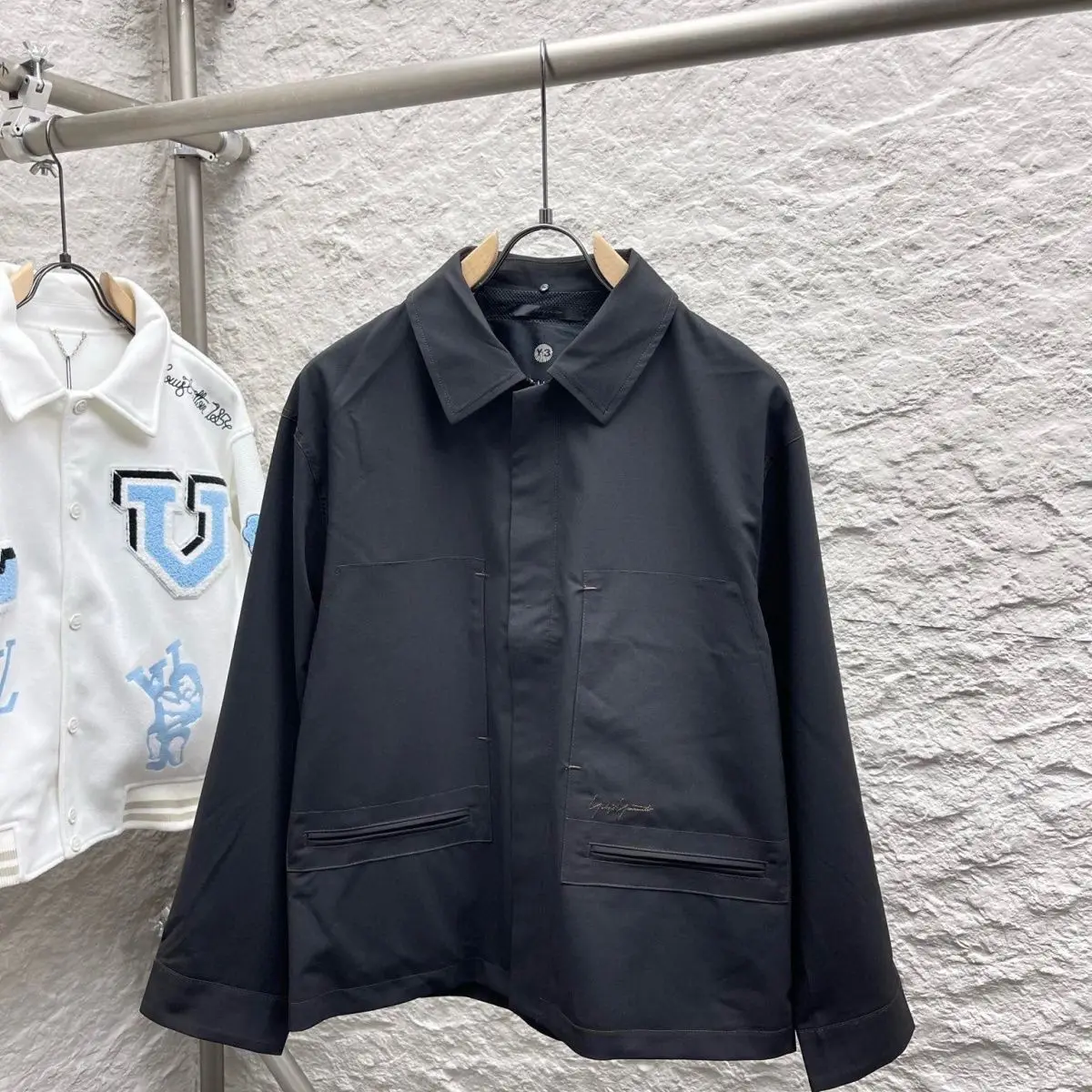 

2023 Autumn Yohji Yamamoto Y3 Men's Jackets Japanese Trend Y-3 Dark Line Embroidery Casual Loose Turn-down Collar Zipper Coat