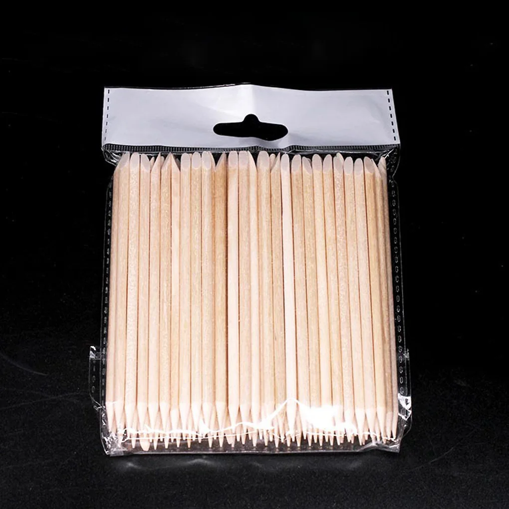 

100pcs Nail Cuticle Remover Sticks Nail Pusher Wooden Sticks Manicure Art Double-head Tool