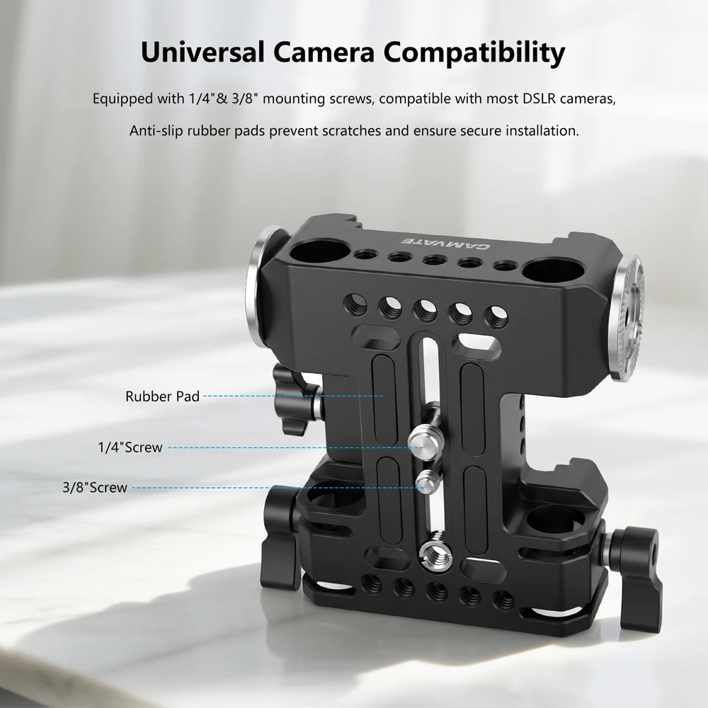 Фото Крепление CAMVATE Manfrotto/Tilta Standard 15mm Dual Rod Support Clamp LWS Dovetail с быстросъемной базовой пластиной для Canon, Sony, Nikon, FUJIFILM