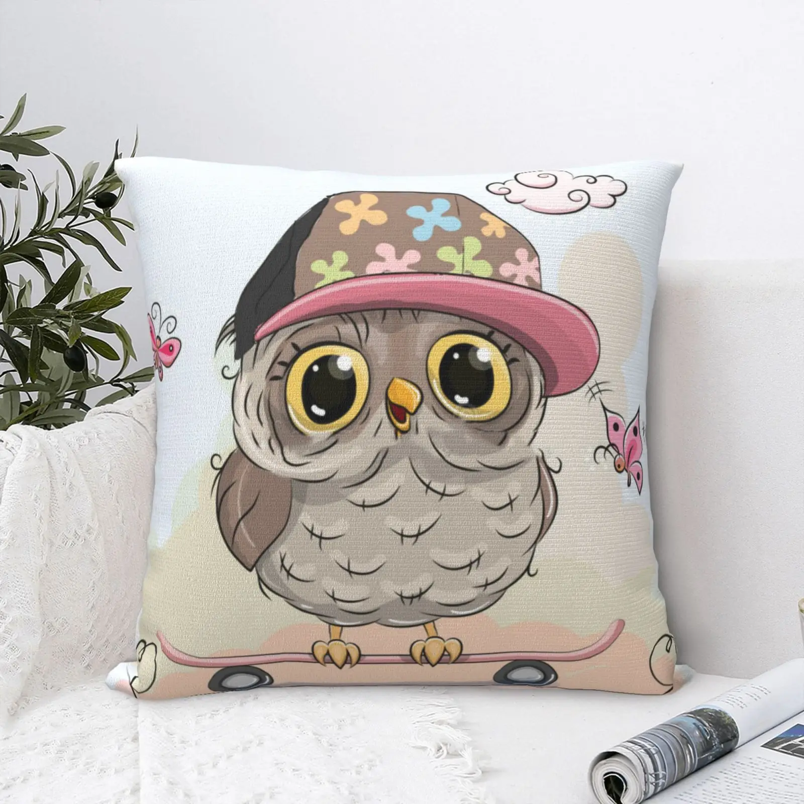 Мультяшная Сова 7 Подушка Чехол подушки с молнией декоративный винтажный диван