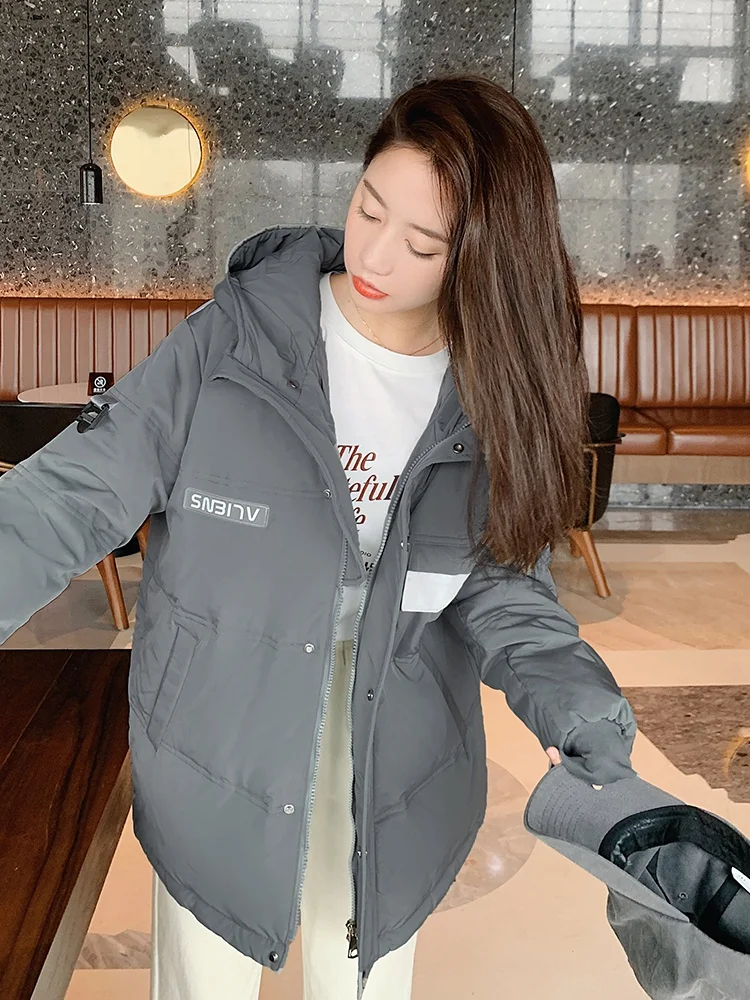 Oversized White Duck Down Women Winter Warm Jacket Hooded Solid Fashion Female Coat Short Parka Thicken Snow Wear