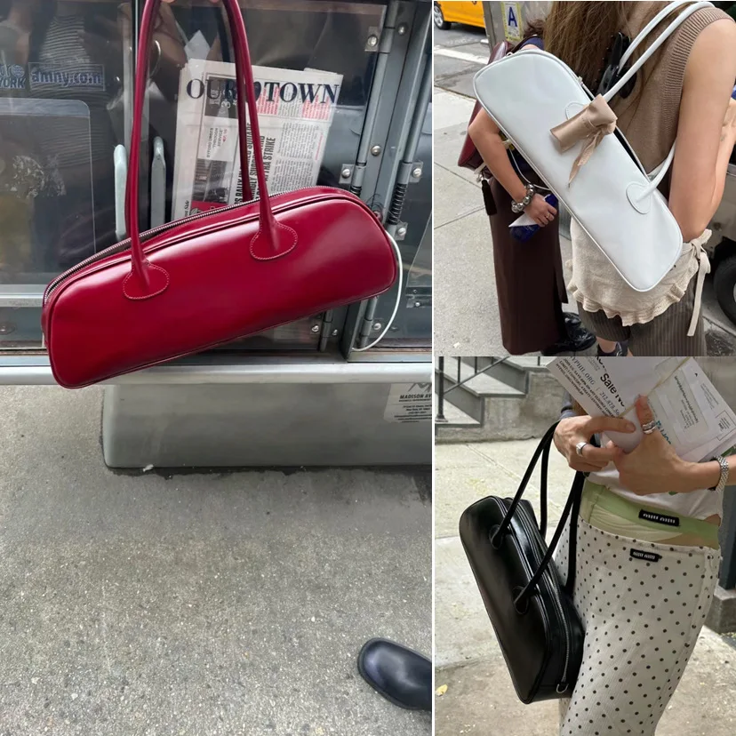 

Korean Niche Design Method Stick Bag for Women 2023 New Rectangular Shoulder Bag with Large Capacity Cowhide Underarm Bag Y2K