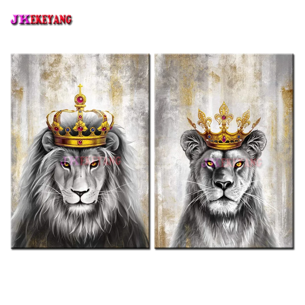 

Набор для вышивки крестиком своими руками 5D алмазная картина льва queen and king, полная вышивка, мозаика, картина Стразы Y4909