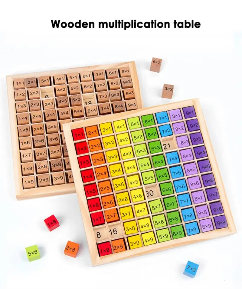 Обучающие игрушки учебные пособия таблица умножения 99 детские деревянные